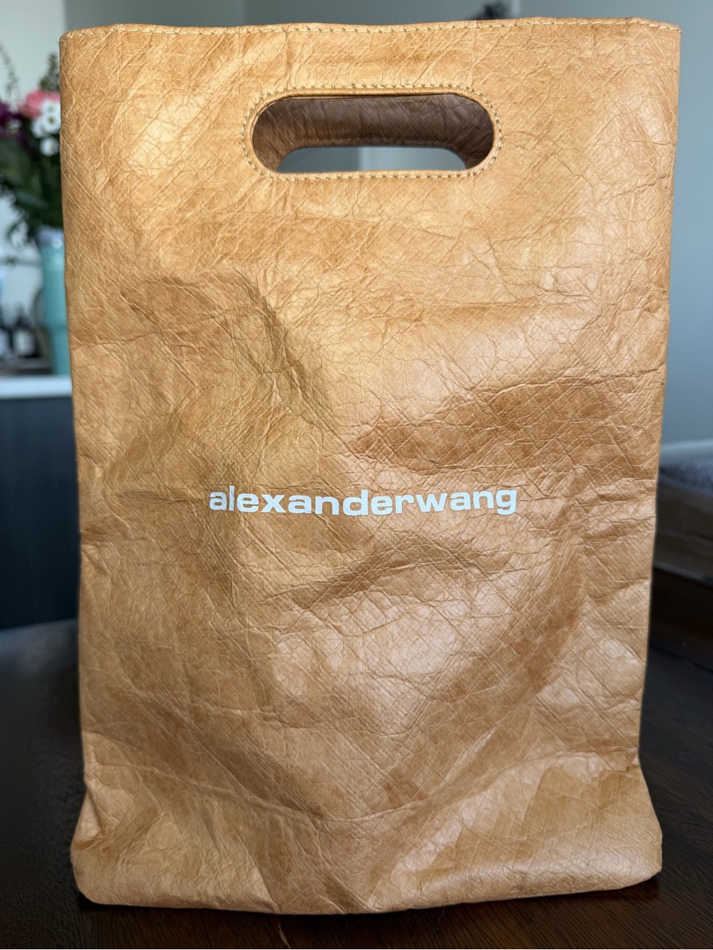 Alexander Wang Tan Paper-Texture Tote with Cutout Handle